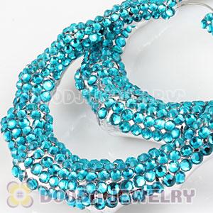 Cheap 80mm Blue Basketball Wives Bamboo Crystal Hoop Earrings Wholesale