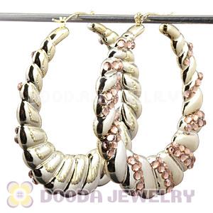 Cheap 60mm Gold Basketball Wives Bamboo Crystal Hoop Earrings Wholesale