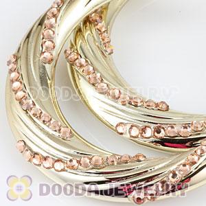 Cheap 60mm Gold Basketball Wives Bamboo Crystal Hoop Earrings Wholesale