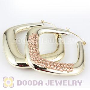 Cheap 60×60mm Gold Basketball Wives Bamboo Crystal Hoop Earrings Wholesale