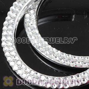 Cheap 65mm Silver Basketball Wives Bamboo Crystal Hoop Earrings Wholesale