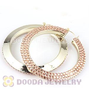 Cheap 70mm Basketball Wives Bamboo Crystal Hoop Earrings Wholesale