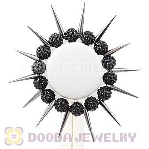 12mm Black Resin Beads Basketball Wives Inspired Spike Bracelets Wholesale