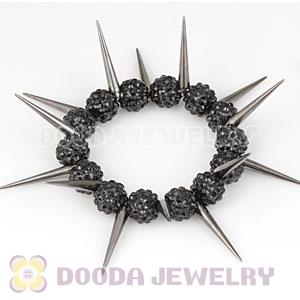 12mm Black Resin Beads Basketball Wives Inspired Spike Bracelets Wholesale