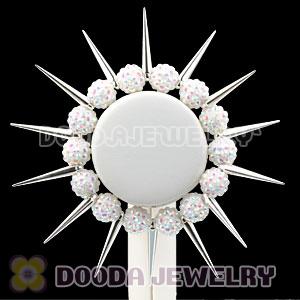 12mm White Resin Beads Basketball Wives Inspired Spike Bracelets Wholesale
