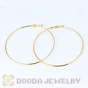 80mm Gold Plated Basketball Wives Plain Hoop Earrings Wholesale