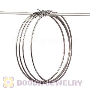 80mm Gun Black Plated Basketball Wives Plain Hoop Earrings Wholesale
