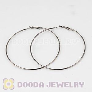 80mm Gun Black Plated Basketball Wives Plain Hoop Earrings Wholesale