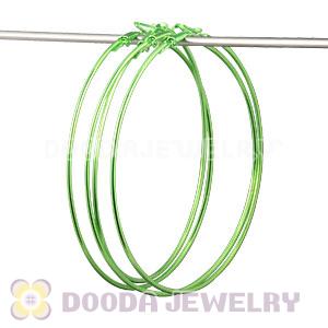 80mm Plated Green Basketball Wives Plain Hoop Earrings Wholesale