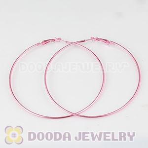 80mm Plated Pink Basketball Wives Plain Hoop Earrings Wholesale