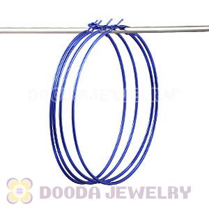 80mm Plated Blue Basketball Wives Plain Hoop Earrings Wholesale