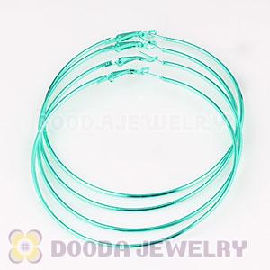 80mm Plated Green Basketball Wives Plain Hoop Earrings Wholesale