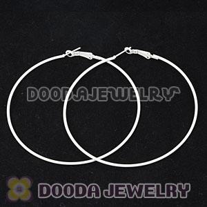 80mm Plated White Basketball Wives Plain Hoop Earrings Wholesale