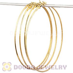 90mm Gold Plated Basketball Wives Plain Hoop Earrings Wholesale
