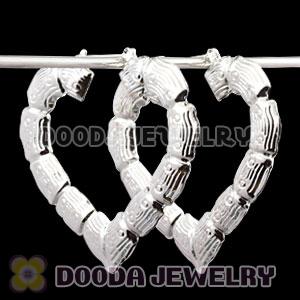 65×70mm Platinum Plated Basketball Wives Heart Bamboo Hoop Earrings Wholesale 