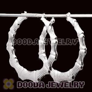 70mm Platinum Plated Basketball Wives Bamboo Hoop Earrings Wholesale 