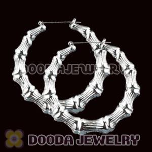 60mm Platinum Plated Basketball Wives Bamboo Hoop Earrings Wholesale 