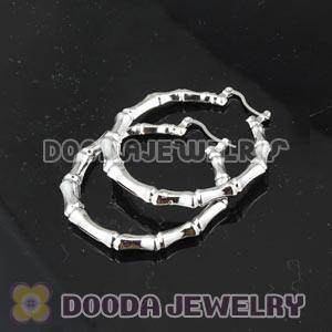 50mm Platinum Plated Basketball Wives Bamboo Hoop Earrings Wholesale 