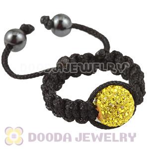 Handmade Style Macrame Rings With Yellow Czech Crystal Wholesale