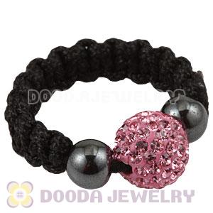 Pink Czech Crystal Handmade Style Macrame Rings Wholesale