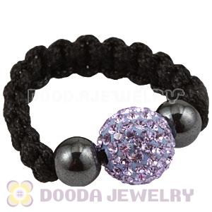 Lavender Czech Crystal Handmade Style Macrame Rings Wholesale