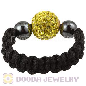 Yellow Czech Crystal Handmade Style Macrame Rings Wholesale