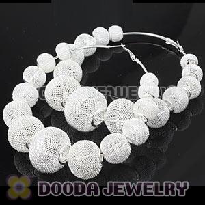 90mm Silver Basketball Wives Mesh Hoop Earrings Wholesale