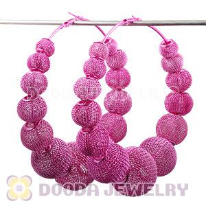 90mm Peach Basketball Wives Mesh Hoop Earrings Wholesale
