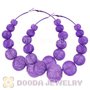 90mm Purple Basketball Wives Mesh Hoop Earrings Wholesale