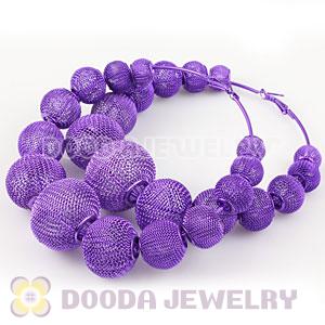 90mm Purple Basketball Wives Mesh Hoop Earrings Wholesale