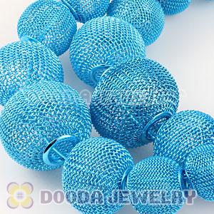 90mm Blue Basketball Wives Mesh Hoop Earrings Wholesale