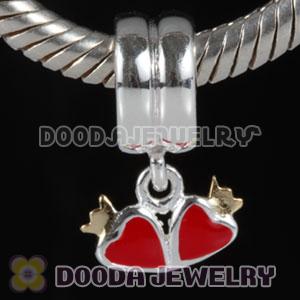 925 Sterling Silver Jewelry Charms Dangle enamel Double Loves