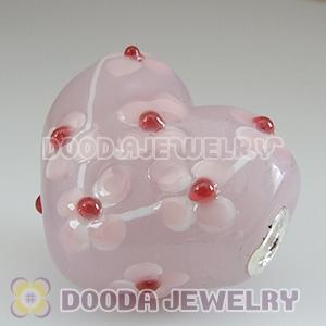 Murano Glass Heart Shape Pendants fit Fashion Jewelry, European Beads, bighole Jewelry Necklace