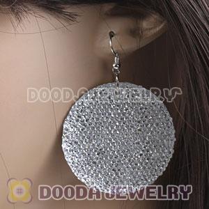 Basketball Wives White Crystal Round Bamboo Hoop Earrings Cheap