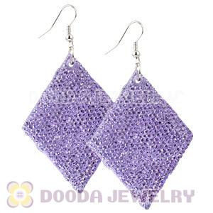 Basketball Wives Lavender Crystal Diamond Bamboo Hoop Earrings Cheap