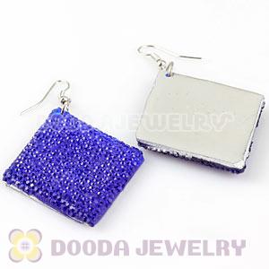 Basketball Wives Blue Crystal Diamond Bamboo Hoop Earrings Cheap