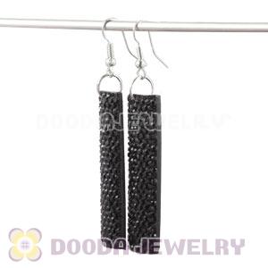 Basketball Wives Black Crystal Bamboo Hoop Earrings Cheap