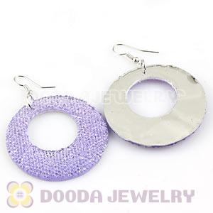 Basketball Wives Purple Crystal Circle Bamboo Hoop Earrings Cheap