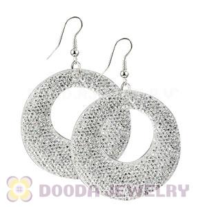 Basketball Wives White Crystal Circle Bamboo Hoop Earrings Cheap