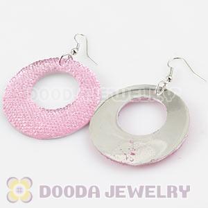 Basketball Wives Pink Crystal Circle Bamboo Hoop Earrings Cheap
