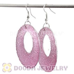 Basketball Wives Pink Crystal Circle Bamboo Hoop Earrings Cheap