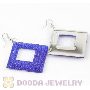 Basketball Wives Blue Crystal Diamond Bamboo Hoop Earrings Cheap