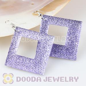 Basketball Wives Lavender Crystal Diamond Bamboo Hoop Earrings Cheap