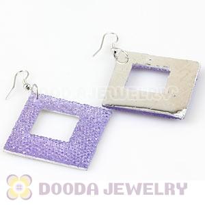 Basketball Wives Lavender Crystal Diamond Bamboo Hoop Earrings Cheap