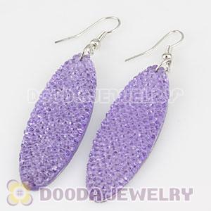 Lavender Crystal Basketball Wives Bamboo Hoop Earrings Cheap