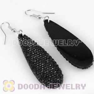 Black Crystal Basketball Wives Bamboo Hoop Earrings Cheap