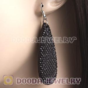 Black Crystal Basketball Wives Bamboo Hoop Earrings Cheap