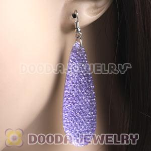 Lavender Crystal Basketball Wives Bamboo Hoop Earrings Cheap