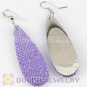 Lavender Crystal Basketball Wives Bamboo Hoop Earrings Cheap