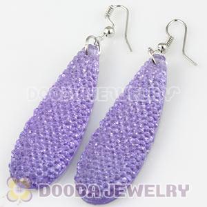 Lavender Crystal Basketball Wives Bamboo Hoop Earrings Cheap